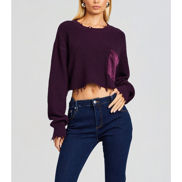Ser.O.Ya Mid Cropped Purple Cotton Devin Sweater Size S - Picture 1 of 5